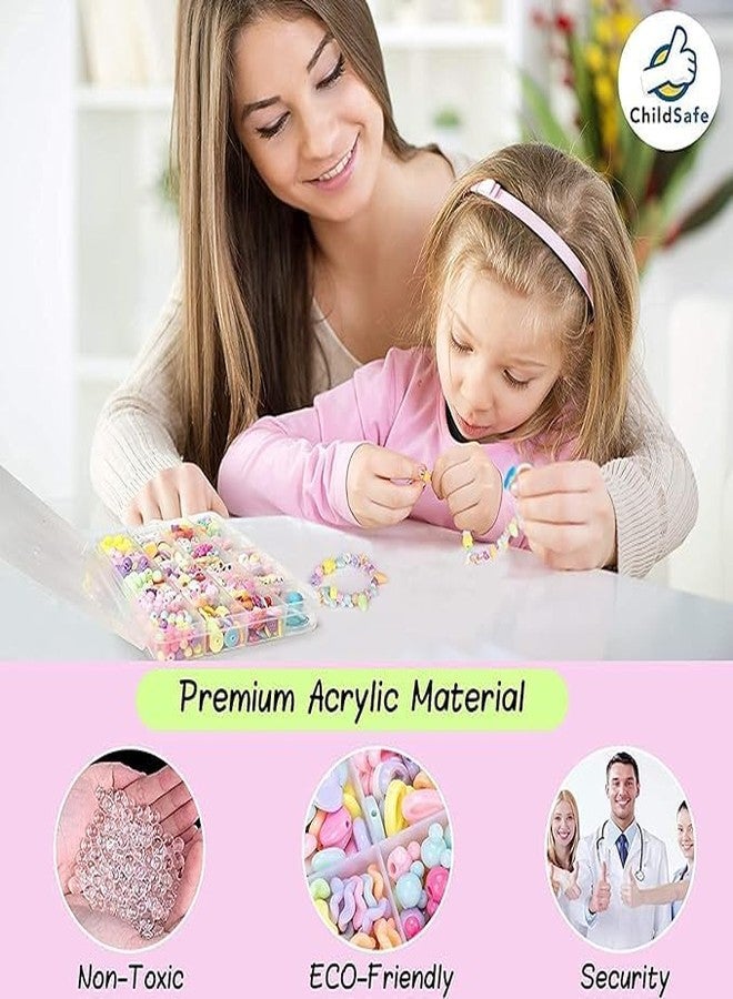 CLOUDTAB Children's Jewelry Making Kit | DIY Craft Set with Colorful Beads for Bracelets, Necklaces, Hairbands & Rings | Creative Activity for Kids, Ideal Gift for Kids [Multicolor] - Image 5
